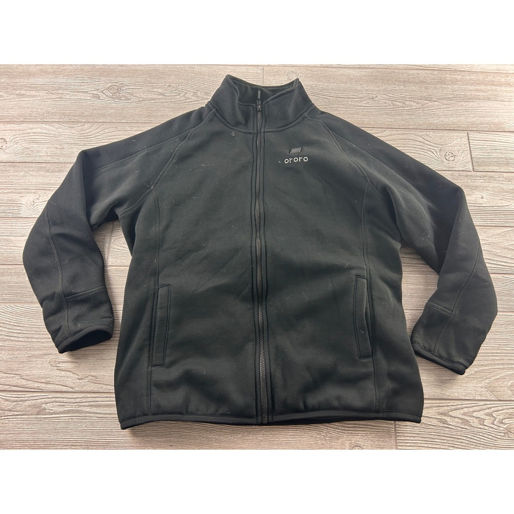 Ororo Heated Fleece Jacket Mens Large Black Full Zip Outdoor Winter Coat 988